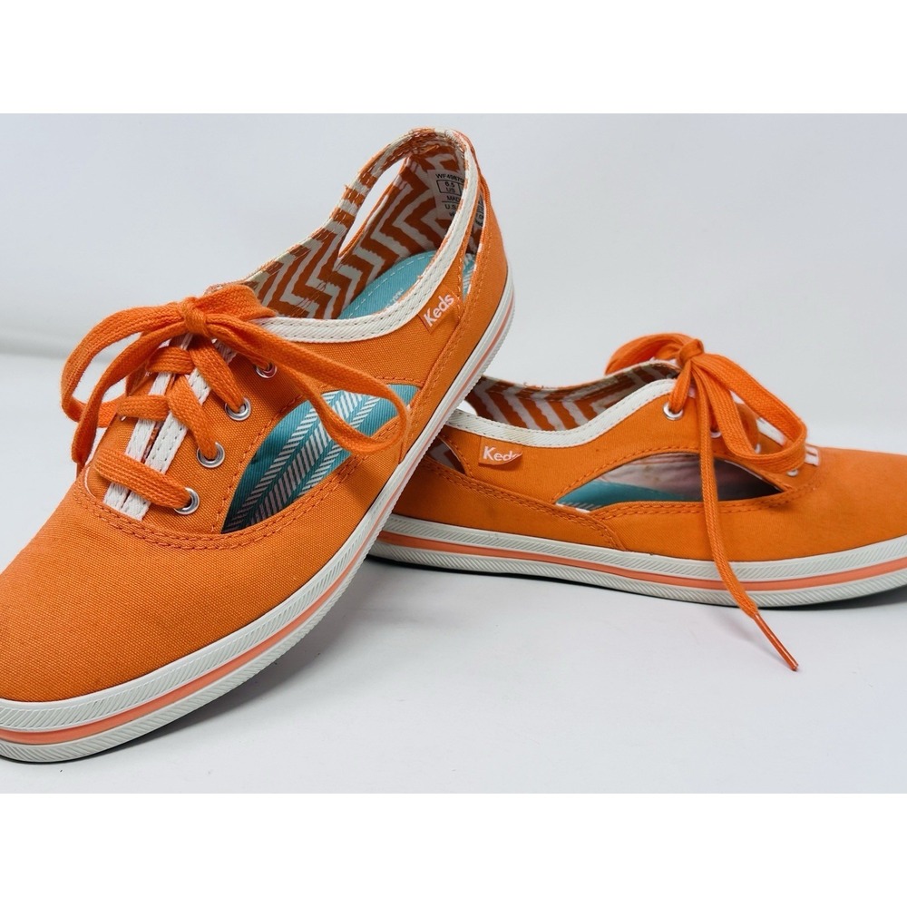 Keds Champion Cutout Sneakers Orange Canvas Lace Up Shoes Womens 6.5 WF49870M